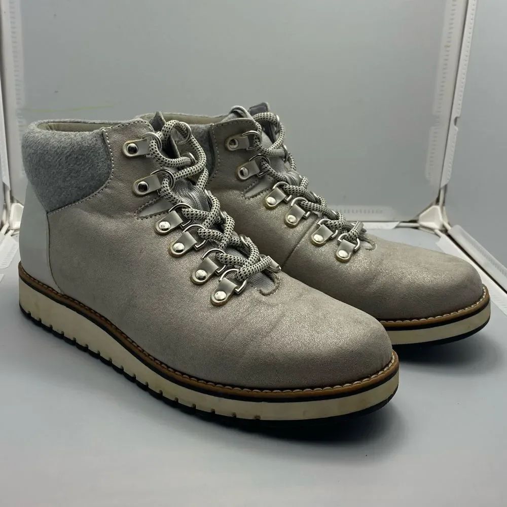 White Mountain Clifton Gray Suede Hiking Boots Women’s Size 8M Lace Up Ankle